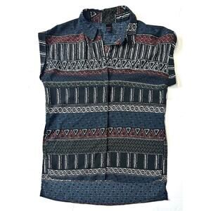 Bongo Women's Blouse Aztec Geometric BOHO Sleeveless Size S